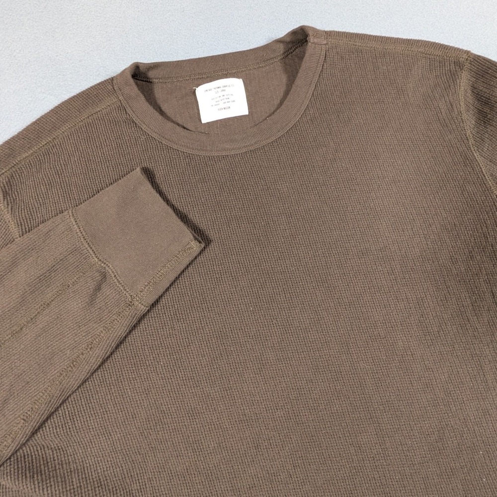Buck Mason Vintage Thermal Surplus Tee Mens Large Brown Waffle Knit Long Sleeve